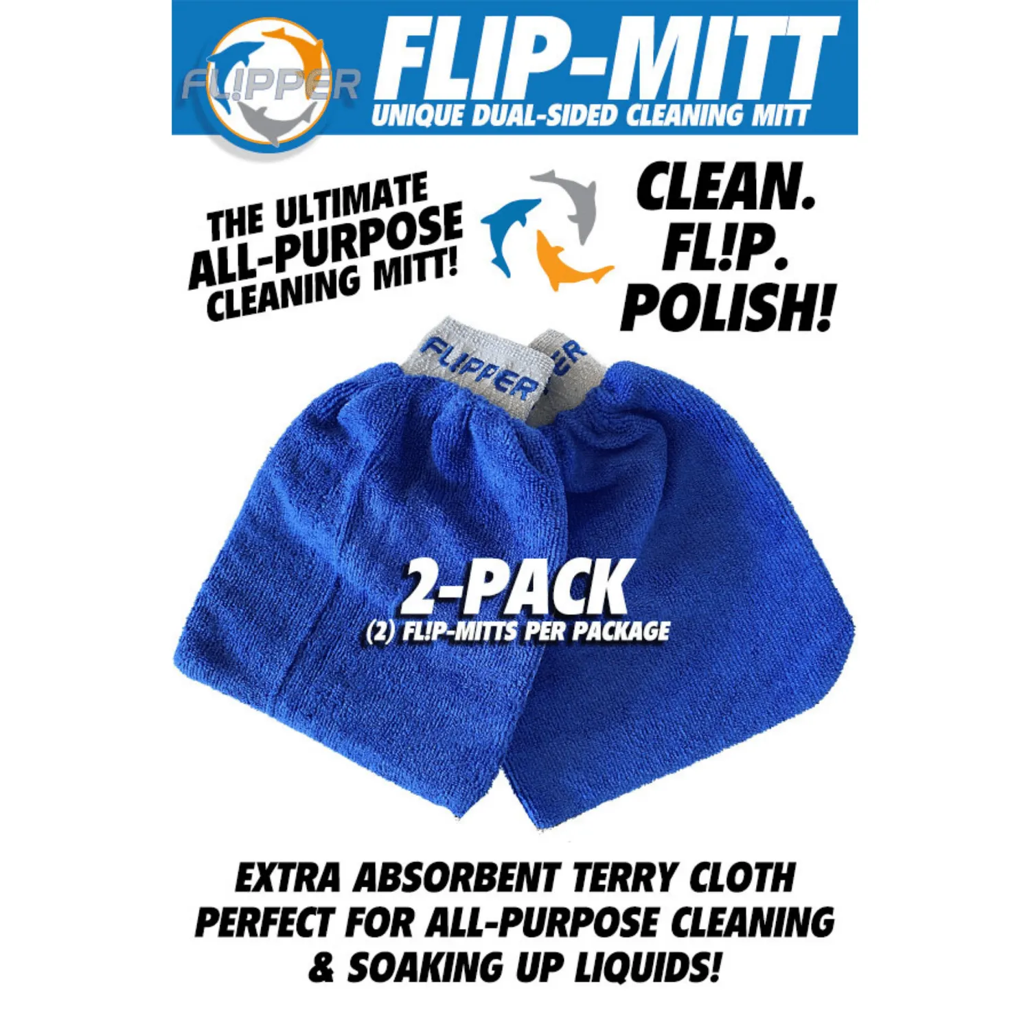 DeepSee Flipper putshandske mikrofiber 2-pack