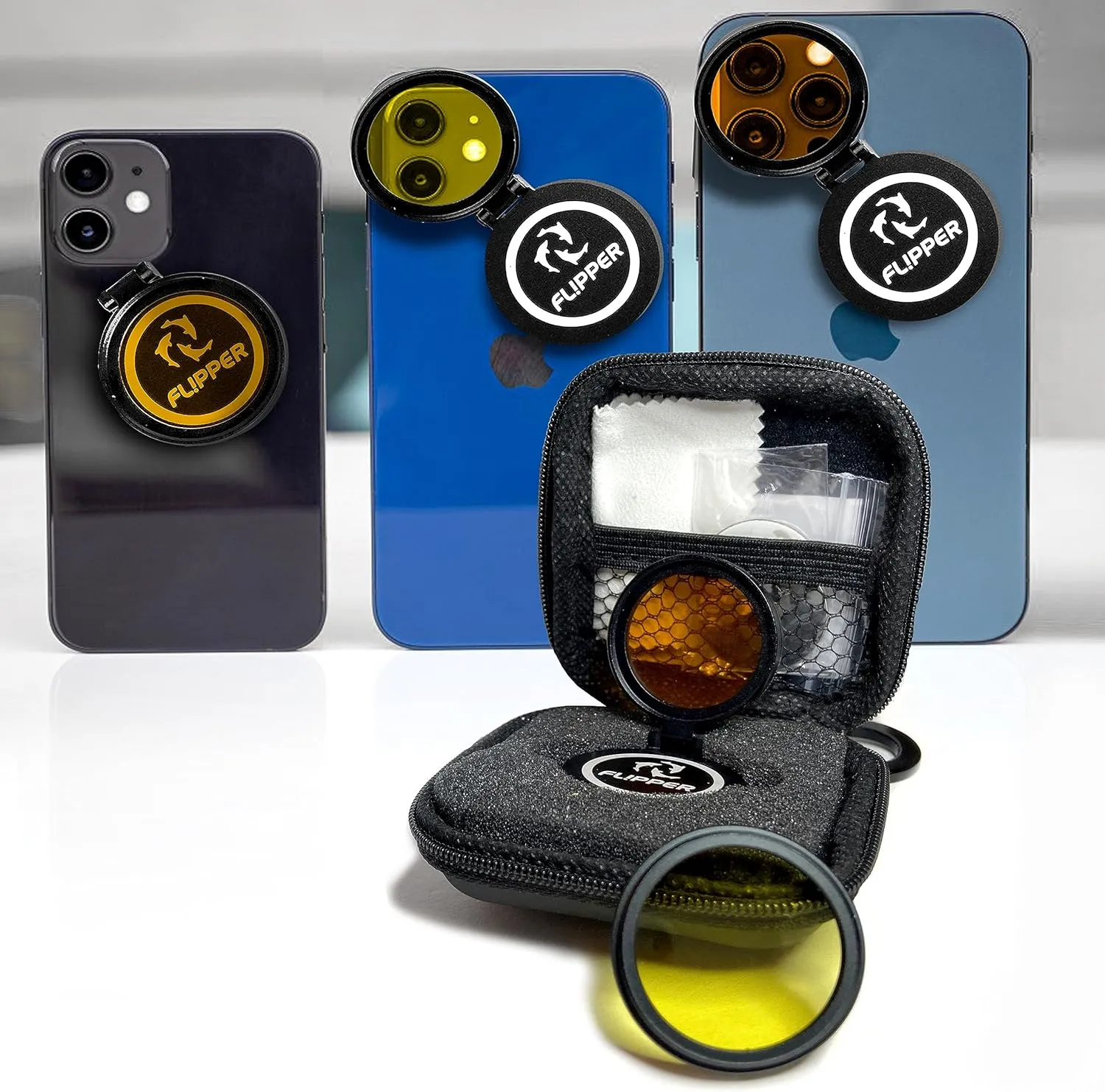DeepSee Flip-Kick telefonfilter korallfoto orange gul