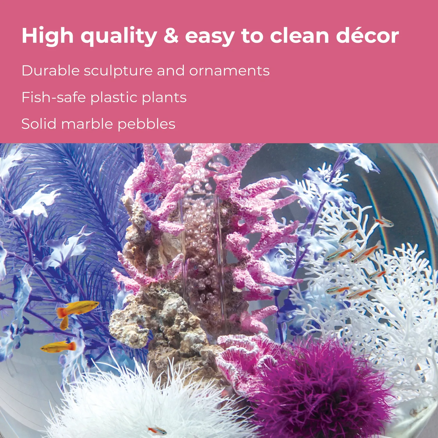 biOrb Pink Ocean dekorationsset rosa 30 liter akvarium