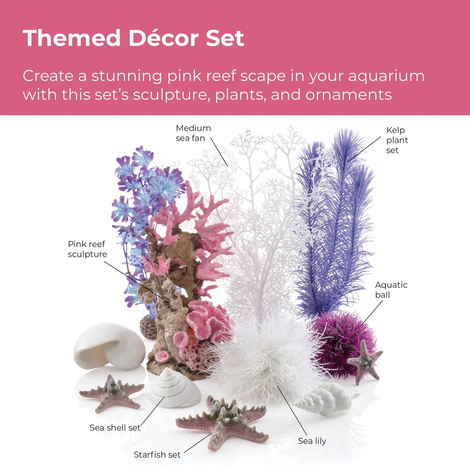 biOrb Pink Ocean dekorationsset rosa 30 liter akvarium